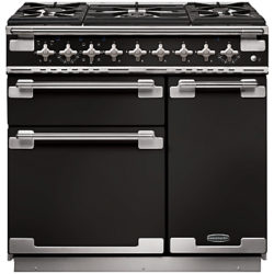 Rangemaster Elise 90 Dual Fuel Range Cooker Gloss Black/Chrome Trim